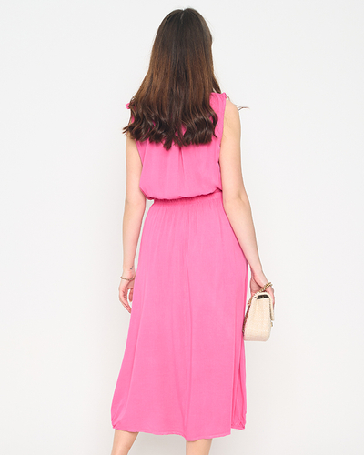 Rochie de dama fuchsia cu bretele cu buzunare - Imbracaminte