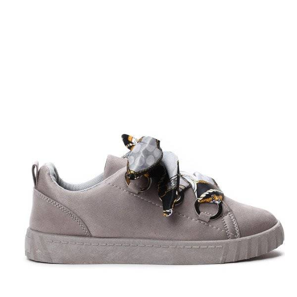 OUTLET Adidași gri cu panglică decorativă Cindy - Încălțăminte