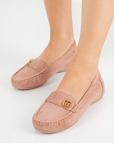 OUTLET Mocasini de dama roz inchis pe pană joasă acoperită Lemira - Pantofi