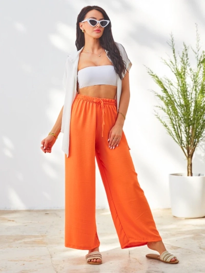 Pantaloni largi pentru femei Royalfashion cu talie elastică