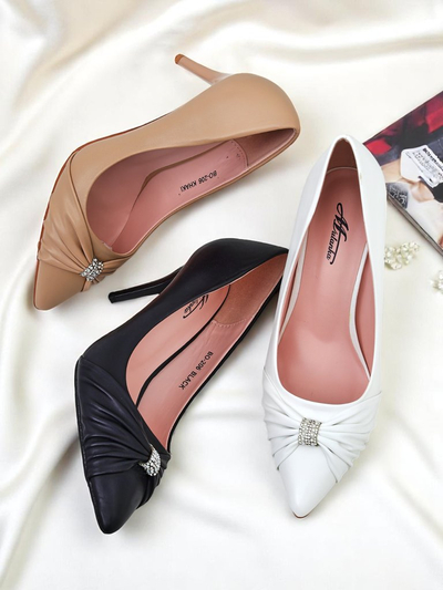 Royalfashion Pantofi cu toc pentru femei din piele ecologică Venetia Nera