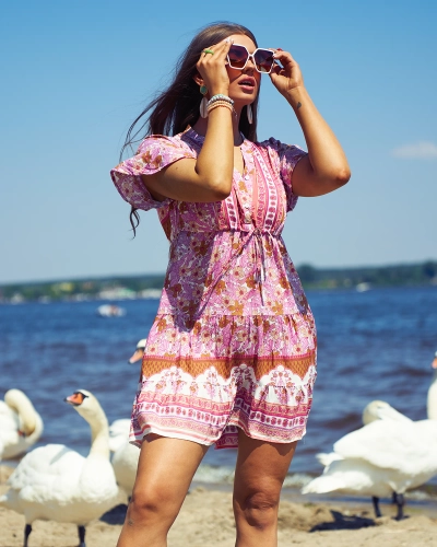 Royalfashion Rochie scurtă roz de vară pentru femei