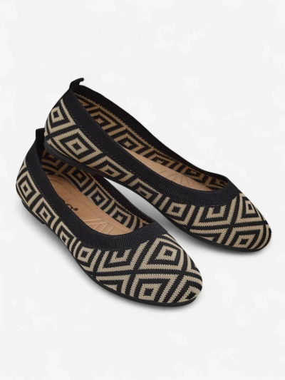 Royalfashion Balerine de damă din material textil cu imprimeu geometric Metric