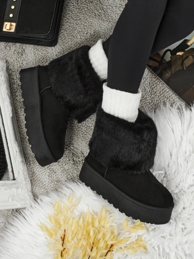 Ghete tip snowboots de damă cu blană artificială Irelle