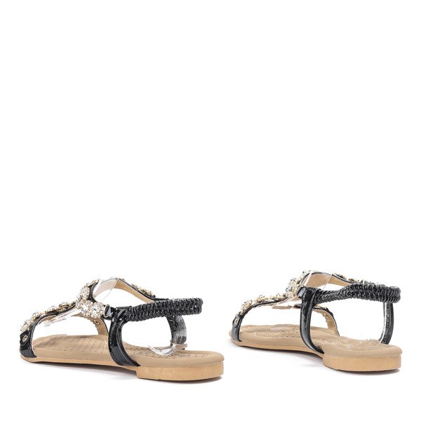 Czarne sandały z kamyczkami Reika- Obuwie