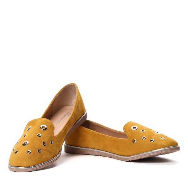 Żółte mokasyny z przelotkami Dana- Obuwie