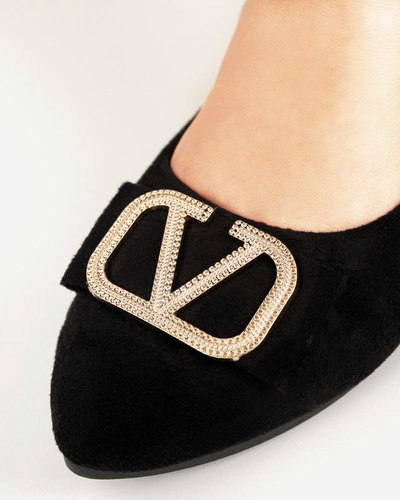 Balerini de dama negri cu ornament pe varf Cavo - Incaltaminte