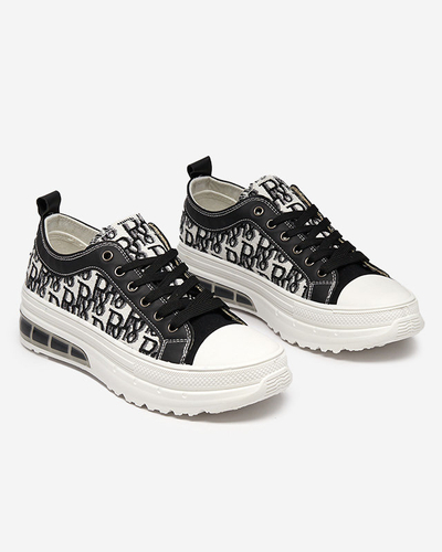 Sneakers Livia în Culoarea Alb-Negru cu Platformă