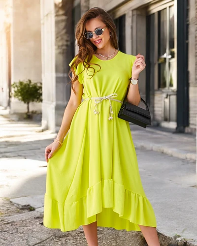 Rochie midi Royalfashion pentru femei cu volane și mâneci scurte