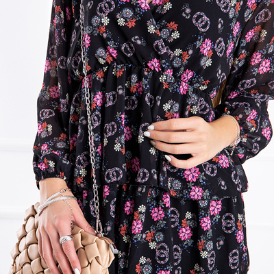 Rochie florală neagră pentru femei - Îmbrăcăminte