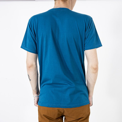 Tricou bărbătesc din bumbac turcoaz cu imprimeu colorat - Îmbrăcăminte