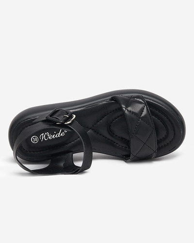 OUTLET Sandale cu pană matlasate damă din piele ecologică Baloui negru - Încălțăminte