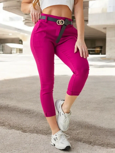 Pantaloni skinny din viscoză pentru femei Royalfashion cu un brâu