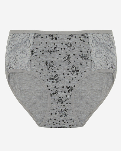 Chiloți gri din bumbac de damă cu imprimeu PLUS SIZE - Lenjerie intimă
