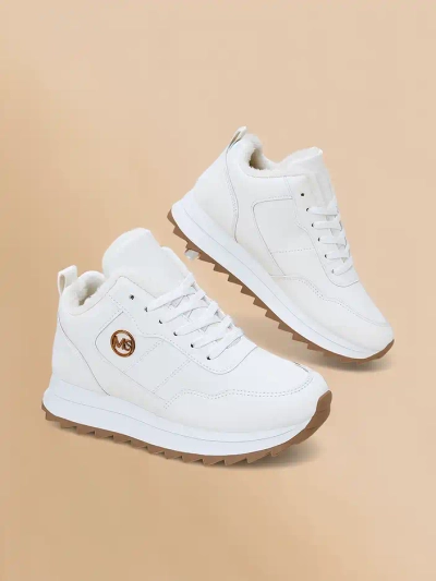 Royalfashion Alba Sneakerși Dama Călduroși Albi Piele Ecologică cu Platformă