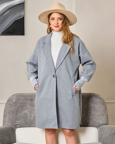 Royalfashion Jachetă de haină până la genunchi pentru femei, în gri