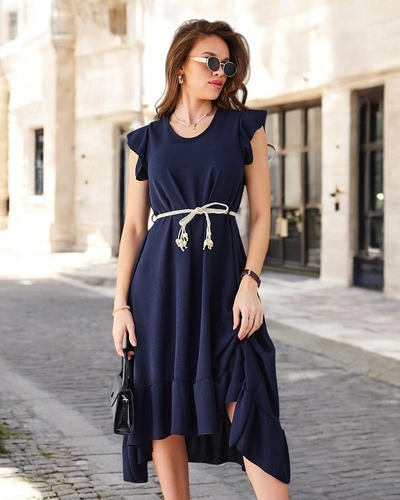 Rochie midi Royalfashion pentru femei cu volane și mâneci scurte