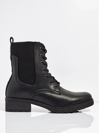 Botine de damă Oslynne din piele ecologică cu șireturi