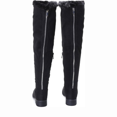 Czarne kozaki na płaskim obcasie Willia - Obuwie