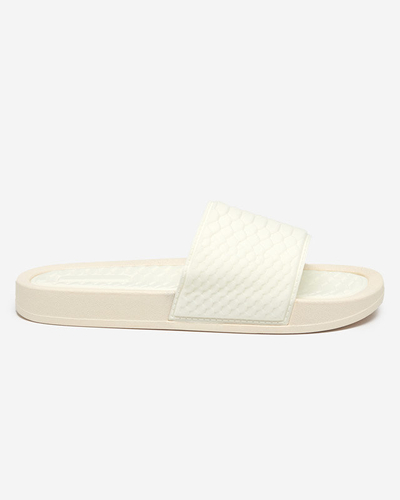 OUTLET Papuci dama albi cu relief Galite - Incaltaminte