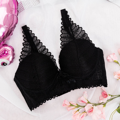 Sutien de damă negru din dantelă - Lenjerie intimă
