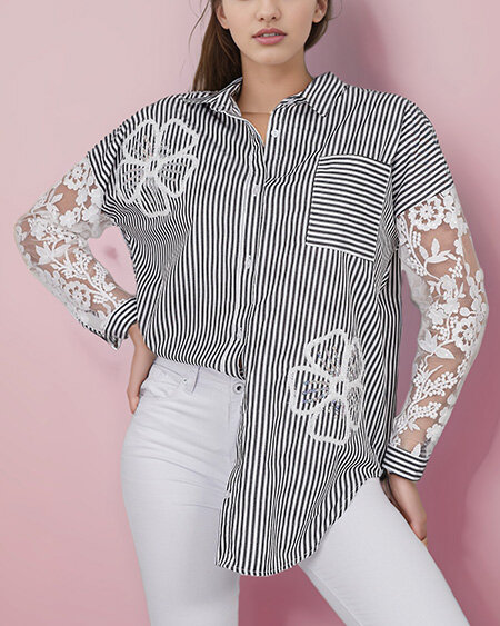 Royalfashion Cămașă de damă cu dantelă