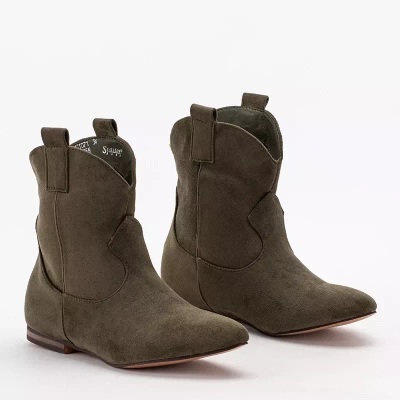 OUTLET Botine de dama verde inchis la glezna cizme cowboy a'la Renola - Incaltaminte