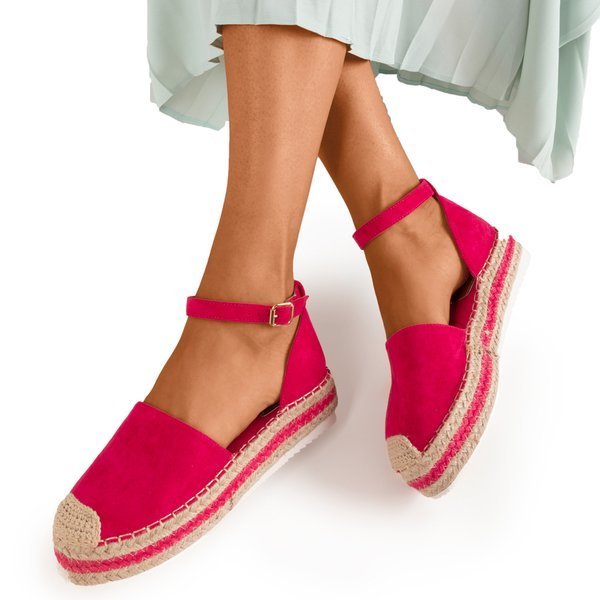 Fuksjowe sandały damskie na platformie Mora - Obuwie