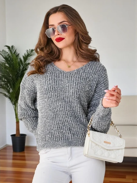 Pulover Royalfashion pentru femei cu fir lucios