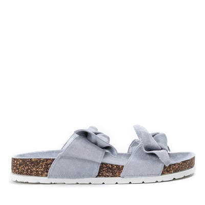 Niebieskie klapki z kokardką Marecia - Obuwie