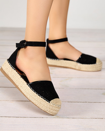 OUTLET Espadrile negre ajurate pentru femei Erisab- Pantofi