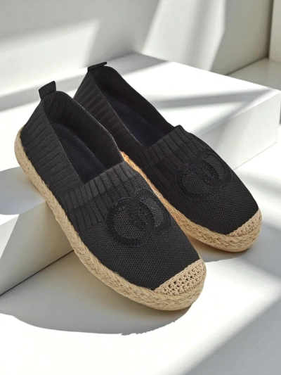 Women's Atena espadrilles black - flat heel, ecological suede leather