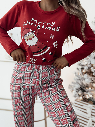 Royalfashion Red Christmas pijama de 2 piese pentru femei