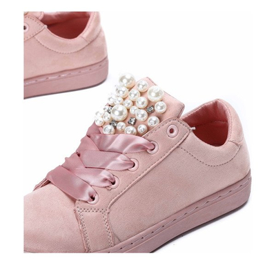 Różowe tenisówki z perełkami i cyrkoniami Cecilyn - Obuwie