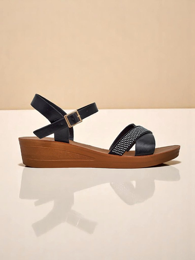 Royalfashion Sandale wedge pentru femei cu strasuri Allona