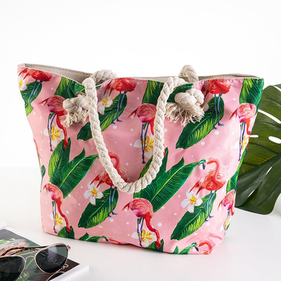 Geantă de plajă multicoloră cu flamingo - Genți de mână