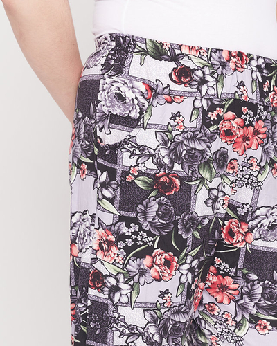 Pantaloni dama cu model negri si violet - Imbracaminte