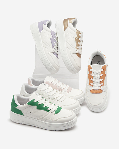 Pantofi sport de damă albi cu inserții mov Tercua- Footwear