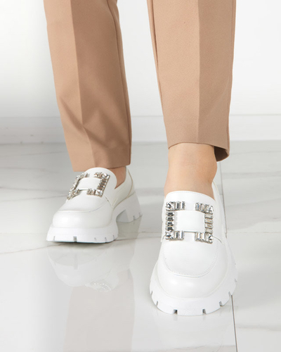 OUTLET Pantofi dama alb mat cu catarama Vusito argintie - Incaltaminte