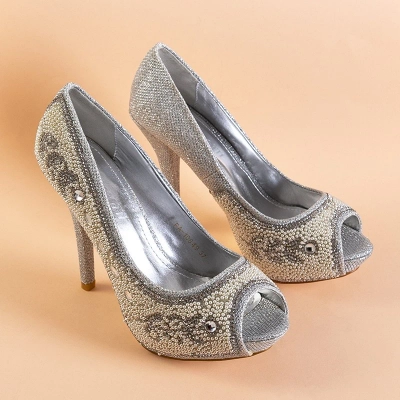 OUTLET Pompe argintii strălucitoare pe stiletto Marni - Pantofi