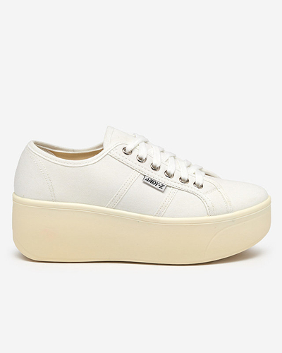 OUTLET Tenisi sport albi si ecru pe platforma Darru-Footwear