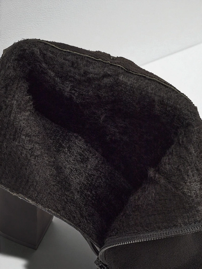 Botine de damă eco piele întoarsă cu toc gros Zavrina