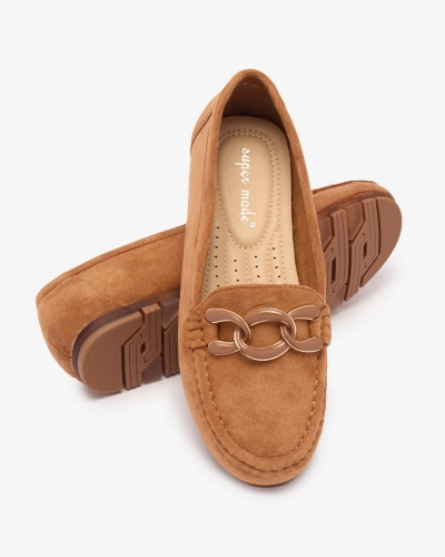 Mocasini de damă de culoare camel cu lanț Lertika - Încălțăminte