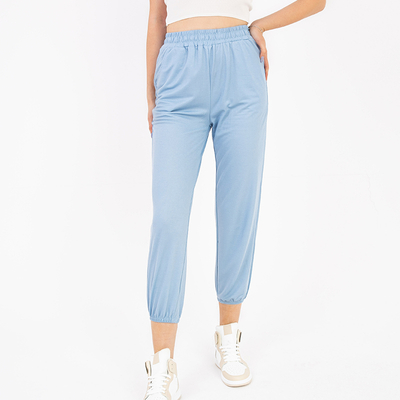 Pantaloni de dama din stofa albastru deschis - Imbracaminte