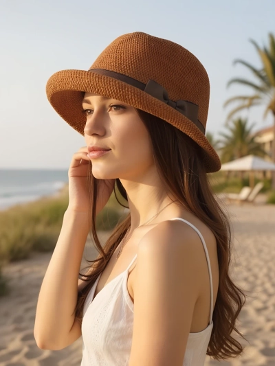 Royalfashion Pălărie de damă decorată cu fundă Summer Grace