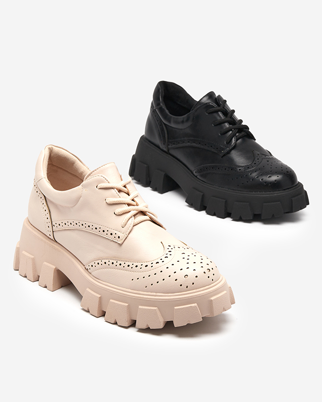 Pantofi de dama bej cu accent ajurat Uneri - Incaltaminte