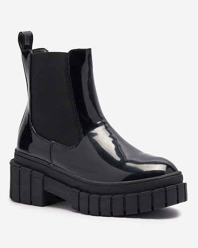 Cizme negre de damă din piele întoarsă cu talpă mai groasă Fazzati- Footwear