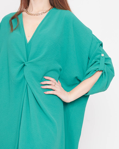 Rochie oversize dama verde cu volane - Imbracaminte