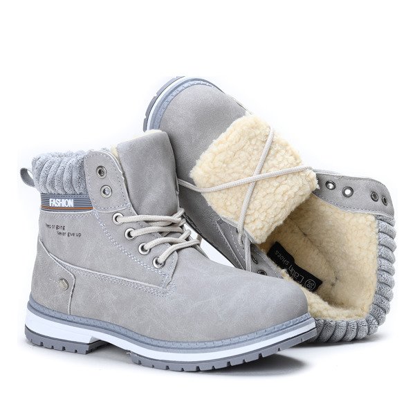 Ocieplane trapery w kolorze szarym Delia - Obuwie