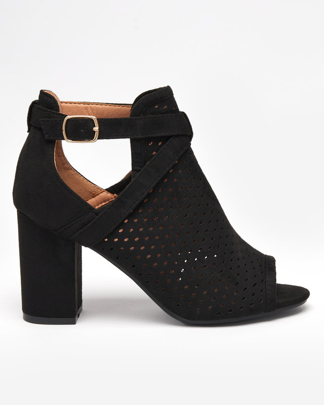 OUTLET Sandale negre ajurate pentru damă pe stâlpul Rilose - Încălțăminte